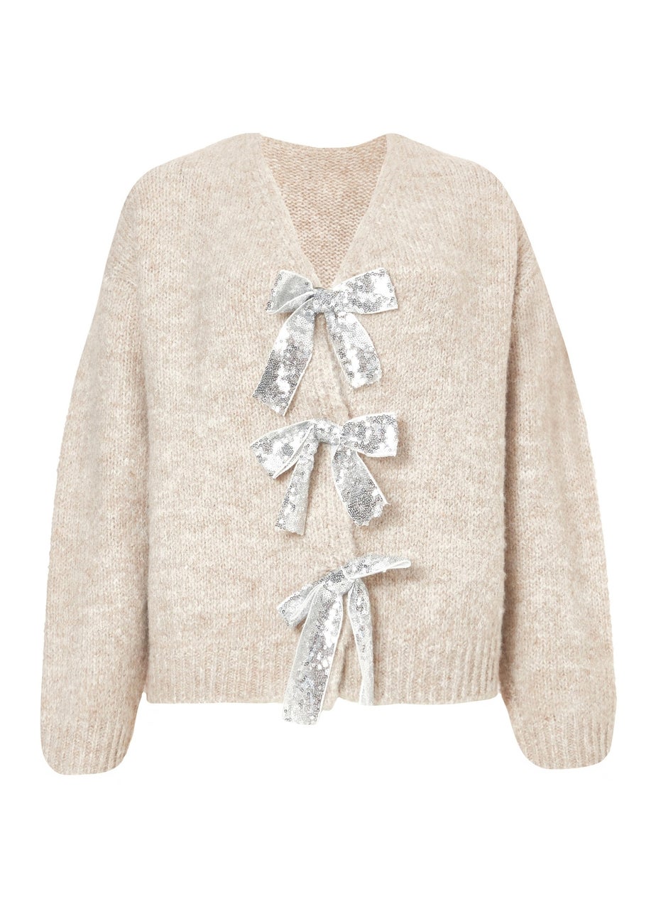 Quiz Stone Sequin Bow Jumper