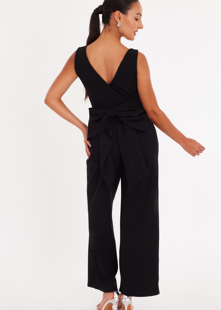 Quiz Black Petite Bow Back Jumpsuit