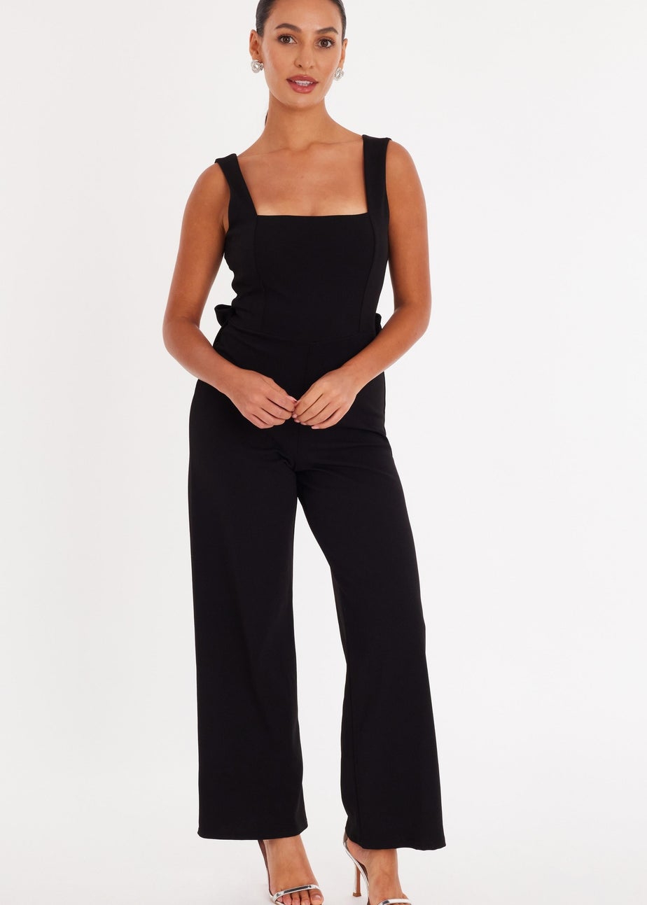 Quiz Black Petite Bow Back Jumpsuit