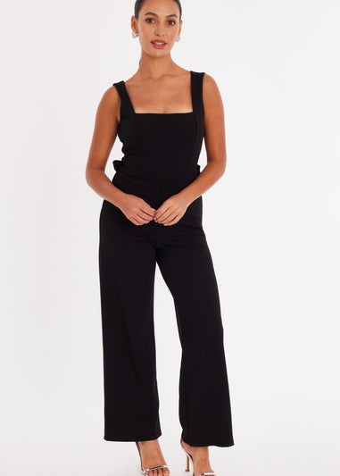 Quiz Black Petite Bow Back Jumpsuit