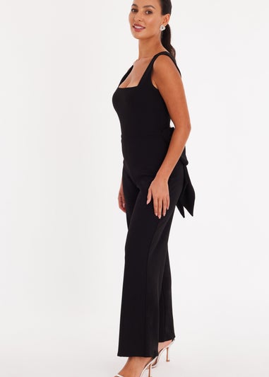 Quiz Black Petite Bow Back Jumpsuit
