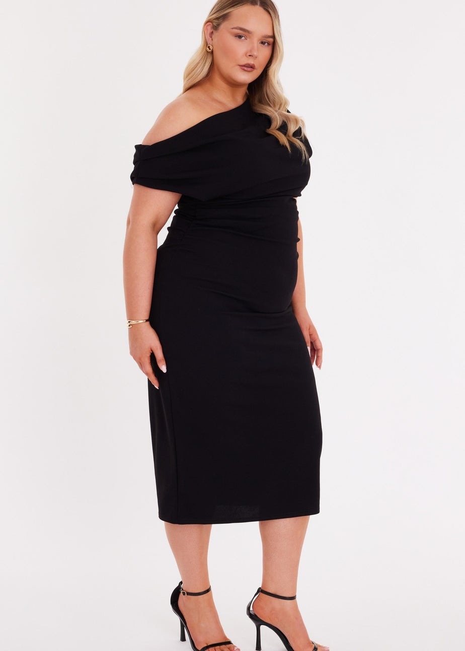 Quiz Black Drop Shoulder Midi Dress