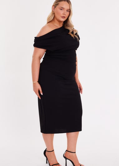 Quiz Black Drop Shoulder Midi Dress