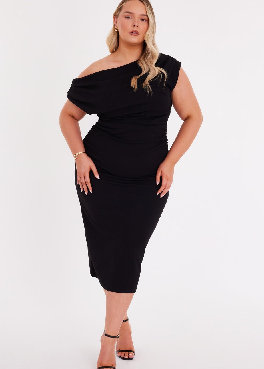 Quiz Black Drop Shoulder Midi Dress