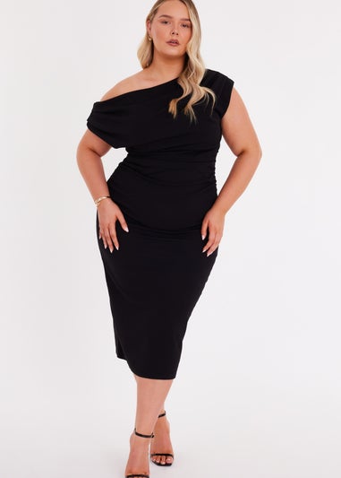 Quiz Black Drop Shoulder Midi Dress