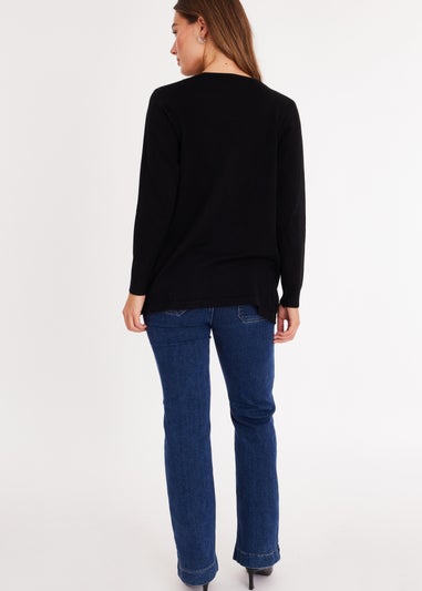 Quiz Black Sequin Longline Cardigan