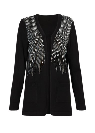 Quiz Black Sequin Longline Cardigan