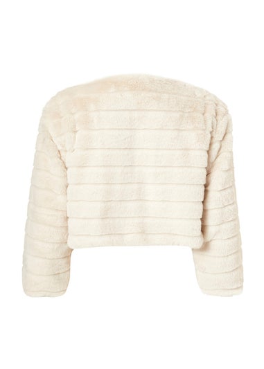 Quiz Beige Faux Fur Cropped Cover Up