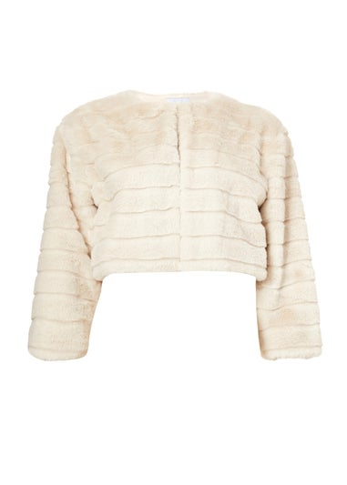 Quiz Beige Faux Fur Cropped Cover Up