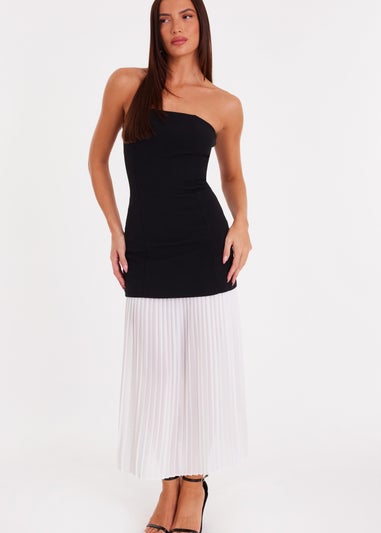 Quiz Black Strapless Pleated Midaxi Dress