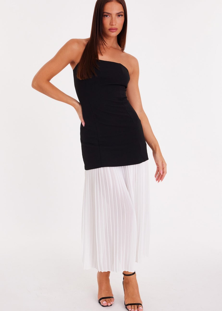 Quiz Black Strapless Pleated Midaxi Dress