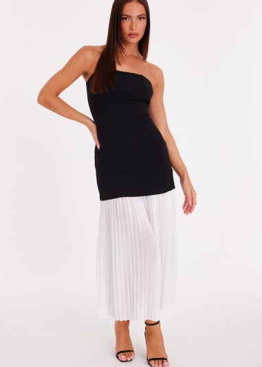Quiz Black Strapless Pleated Midaxi Dress