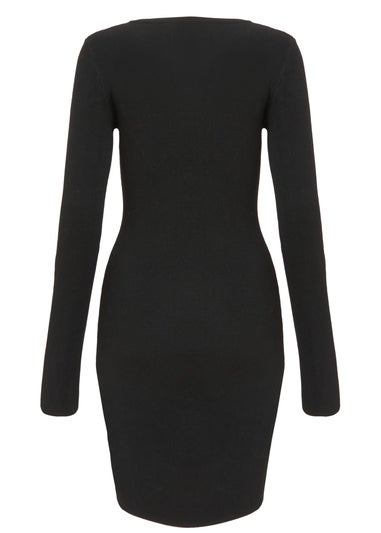 Quiz Black Contrast Knit Mini Dress