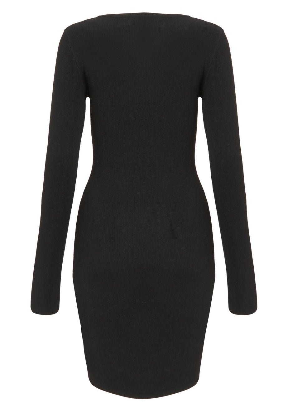Quiz Black Contrast Knit Mini Dress
