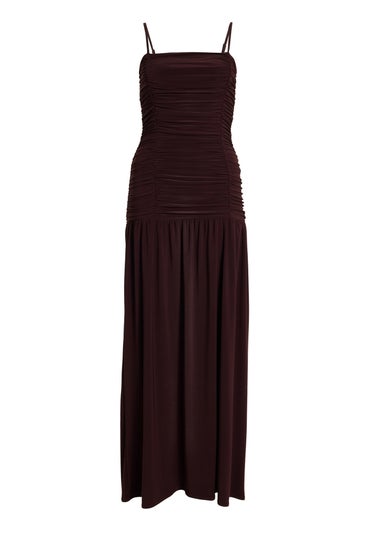 Quiz Brown Petite Drop Waist Maxi Dress