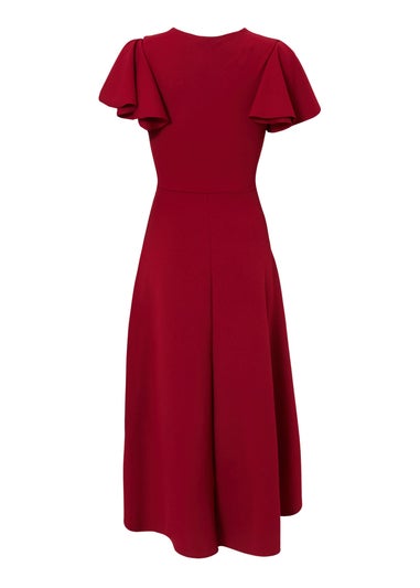 Quiz Burgundy Dip Hem Midi Dress