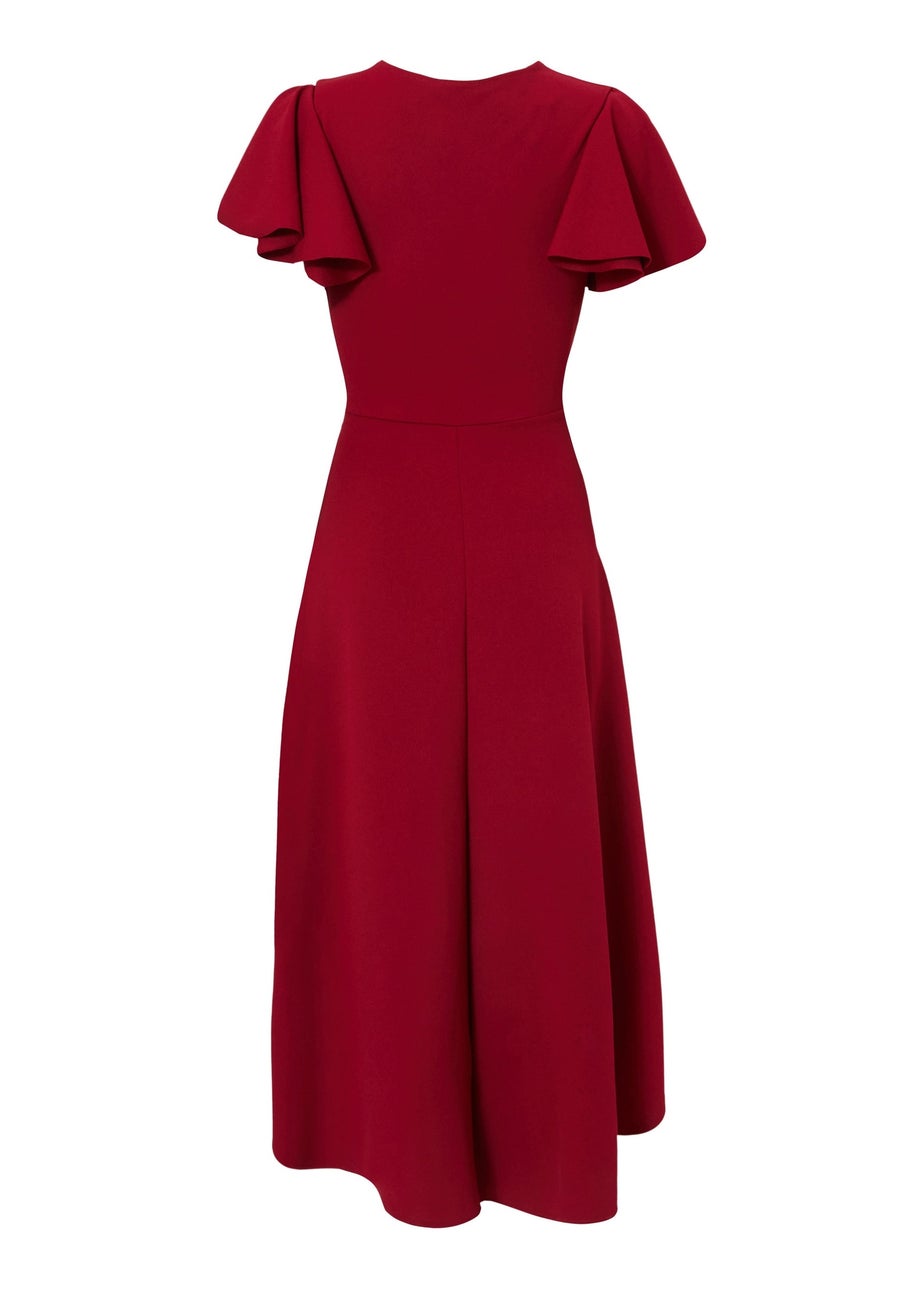 Quiz Burgundy Dip Hem Midi Dress
