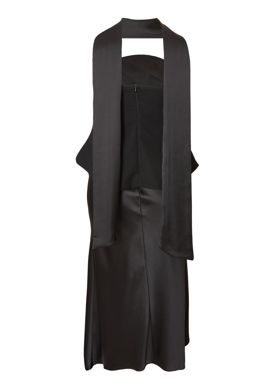 Quiz Black Curve Satin Hem Midaxi Dress