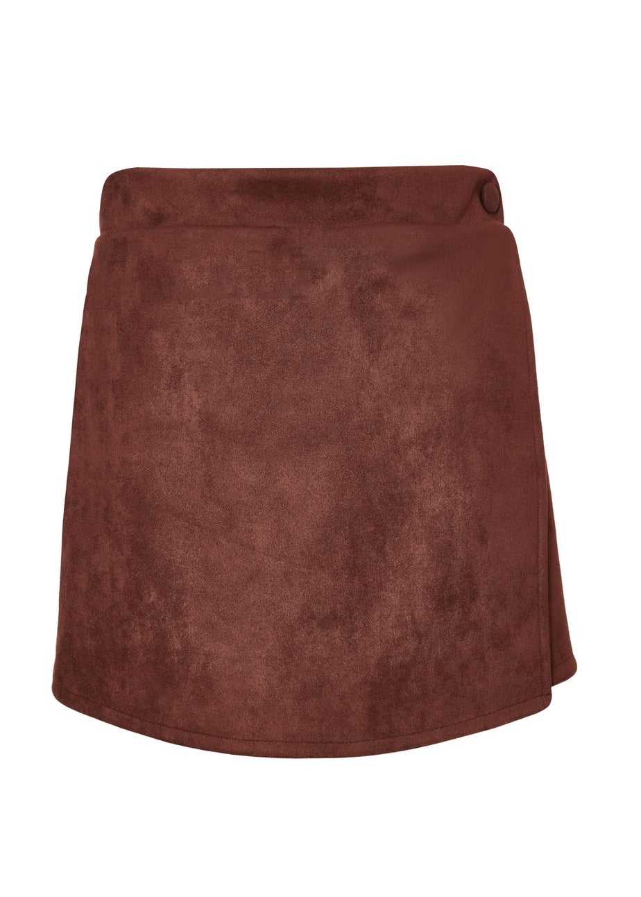 Quiz Brown Faux Suede Skort