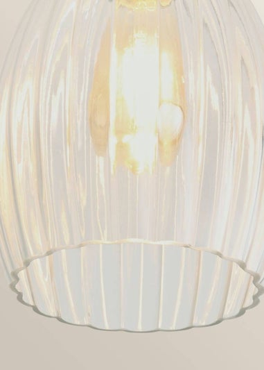 ValueLights Cheltenham Matte Black Flush Ceiling Light Ribbed Shade