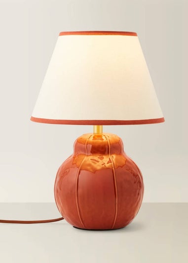 ValueLights Gourdette Burnt Orange Glazed Table Lamp