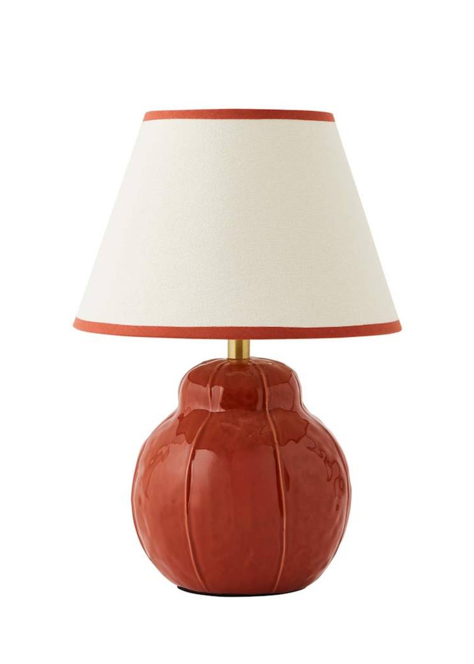 ValueLights Gourdette Burnt Orange Glazed Table Lamp