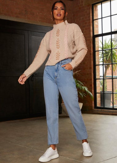 Chi Chi London Cream Contrast Cable Detail Jumper