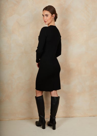 Chi Chi London Black Long sleve button down dress