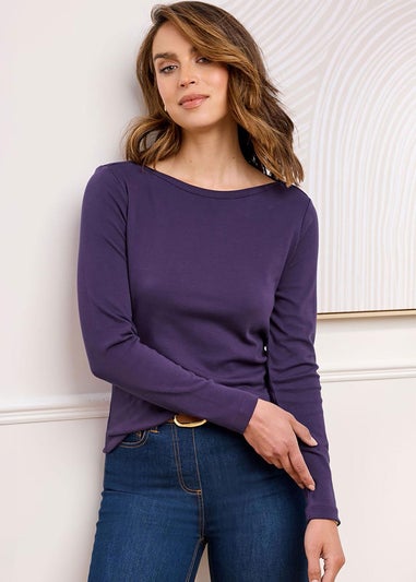 Cotton Traders Amethyst Cosy Up Long Sleeve Boat Neck Top
