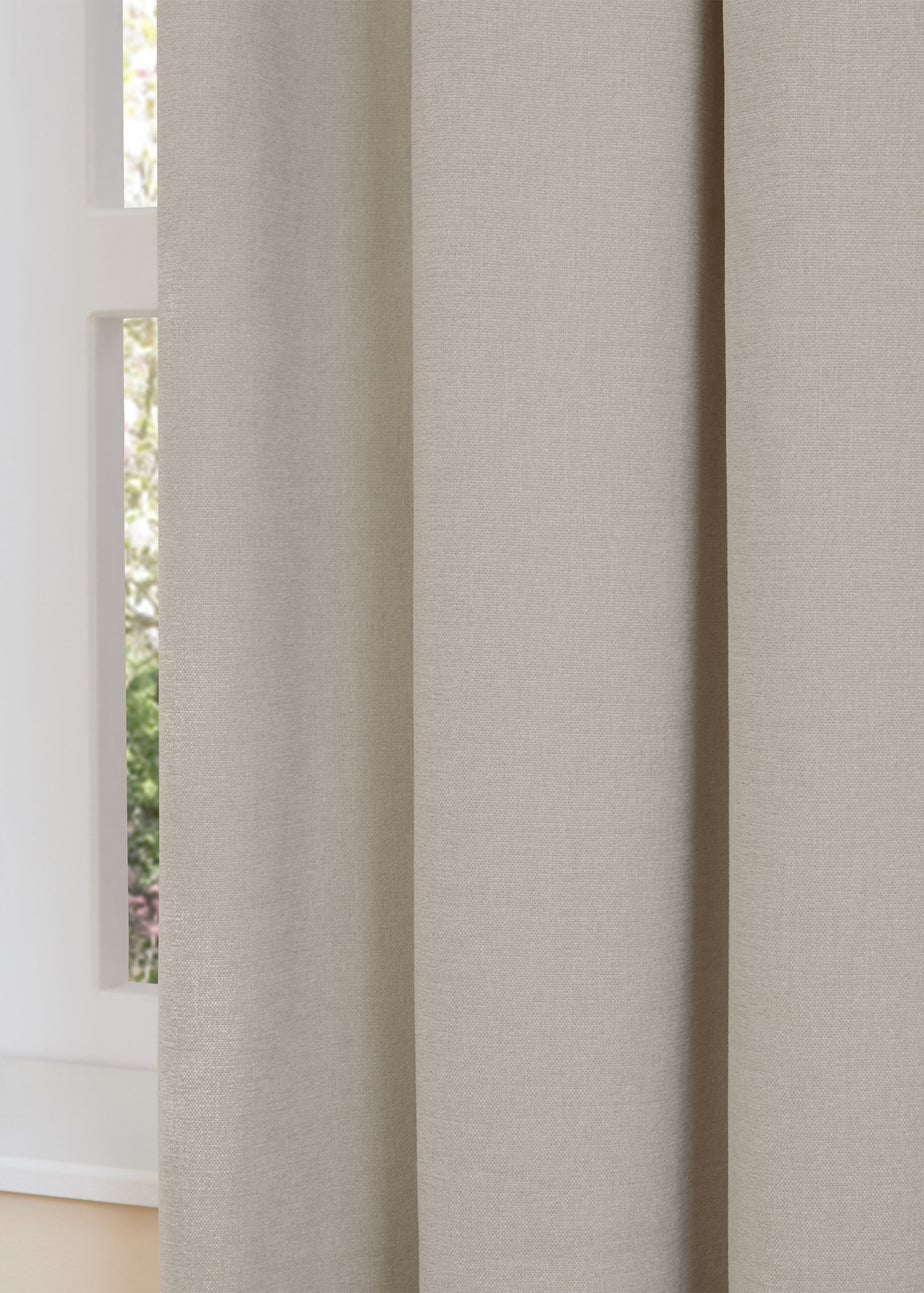 Furn Soft Chenille Blackout Pencil Pleat Curtain Pair Natural