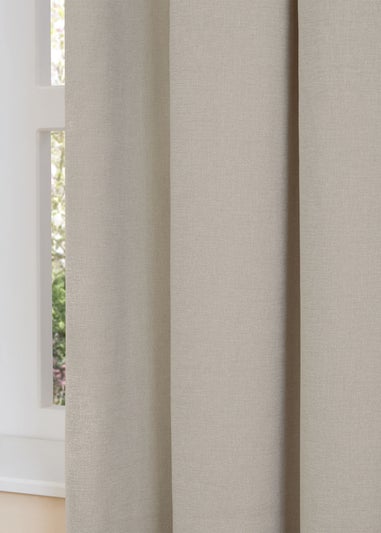 Furn Soft Chenille Blackout Pencil Pleat Curtain Pair Natural