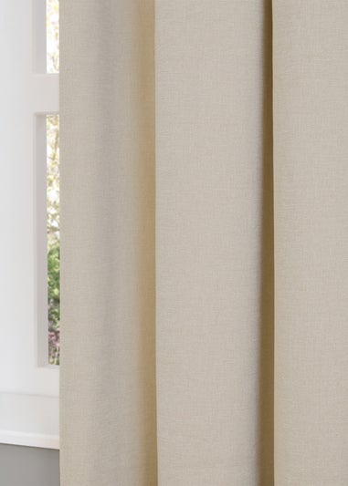 Furn Soft Chenille Blackout Pencil Pleat Curtain Pair Ecru