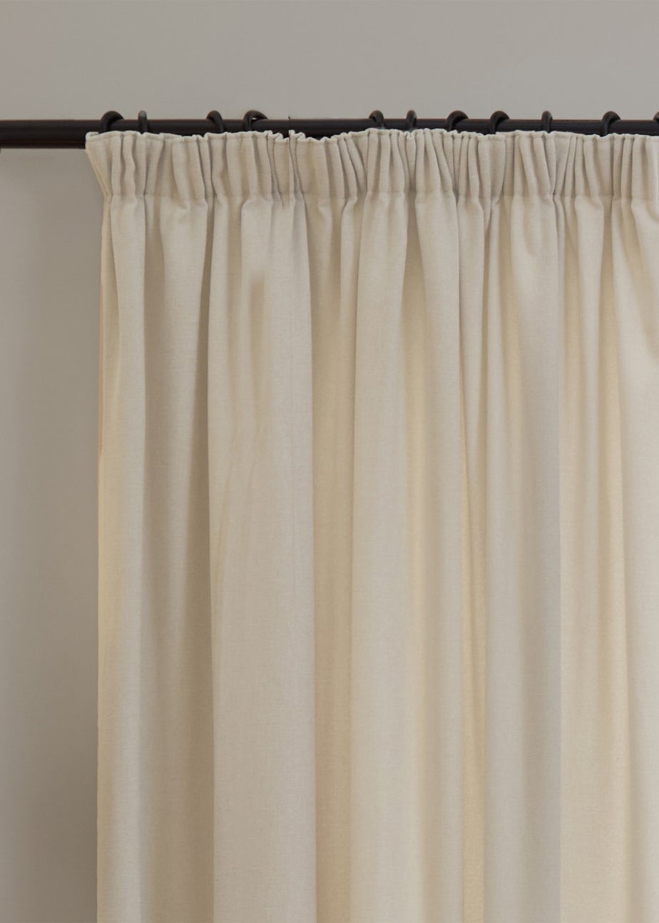 Furn Soft Chenille Blackout Pencil Pleat Curtain Pair Ecru