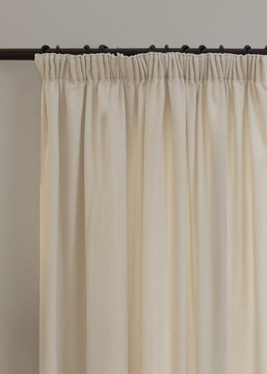 Furn Soft Chenille Blackout Pencil Pleat Curtain Pair Ecru