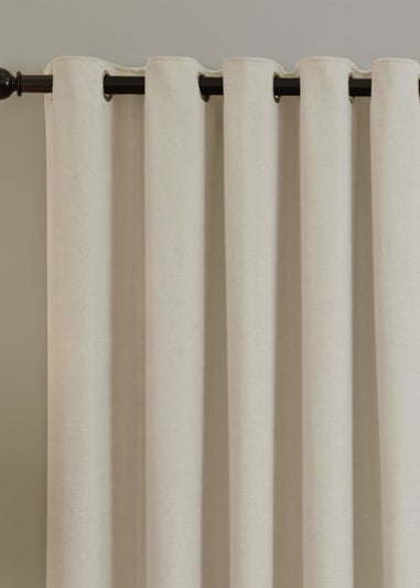 Furn Soft Chenille Blackout Eyelet Curtain Pair Ecru