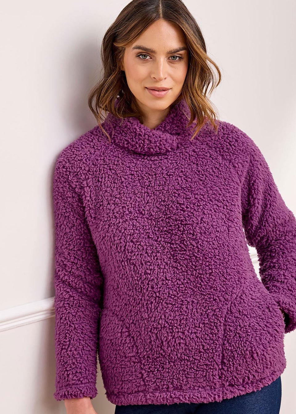 Cotton Traders Burgundy Fleece Top