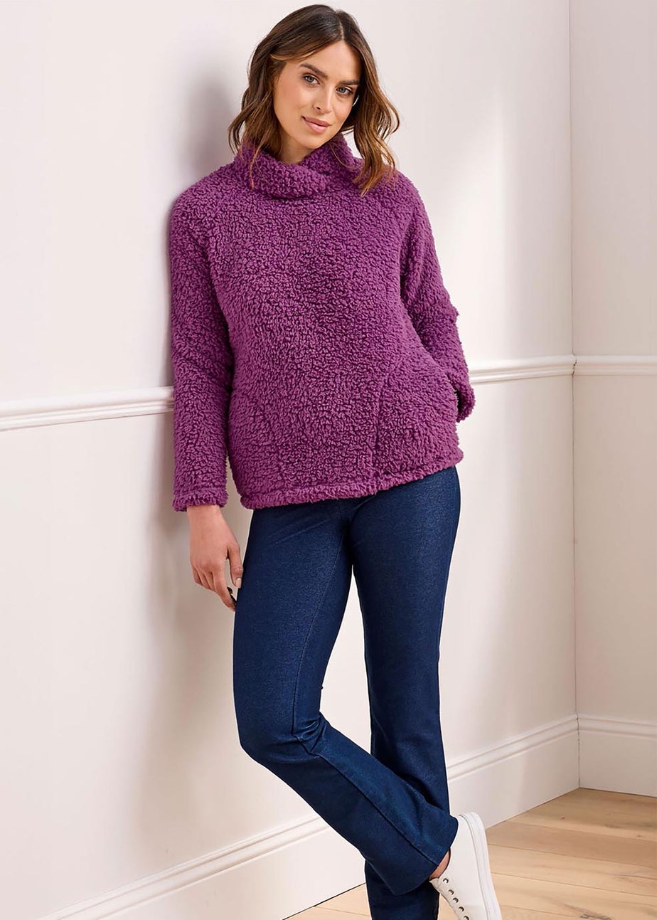 Cotton Traders Burgundy Fleece Top