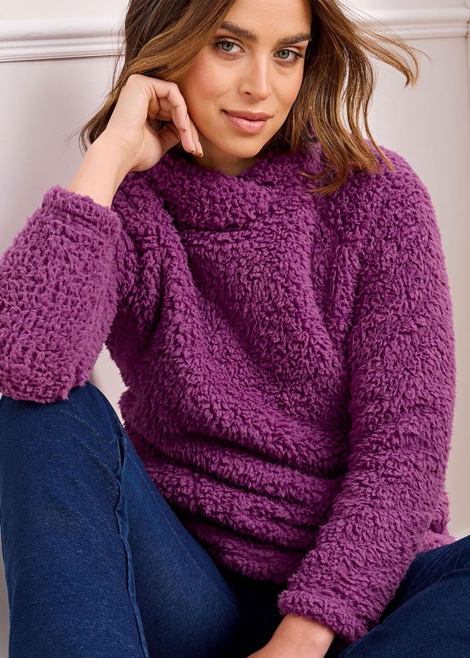 Cotton Traders Burgundy Fleece Top