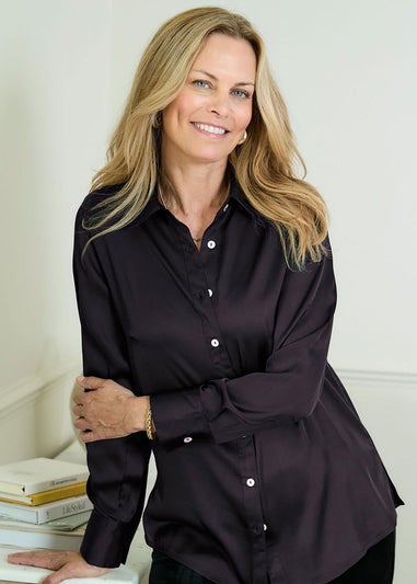 Cotton Traders Black Satin Shirt