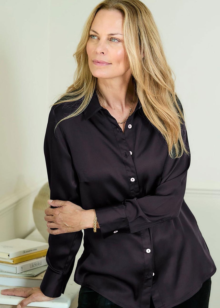 Cotton Traders Black Satin Shirt