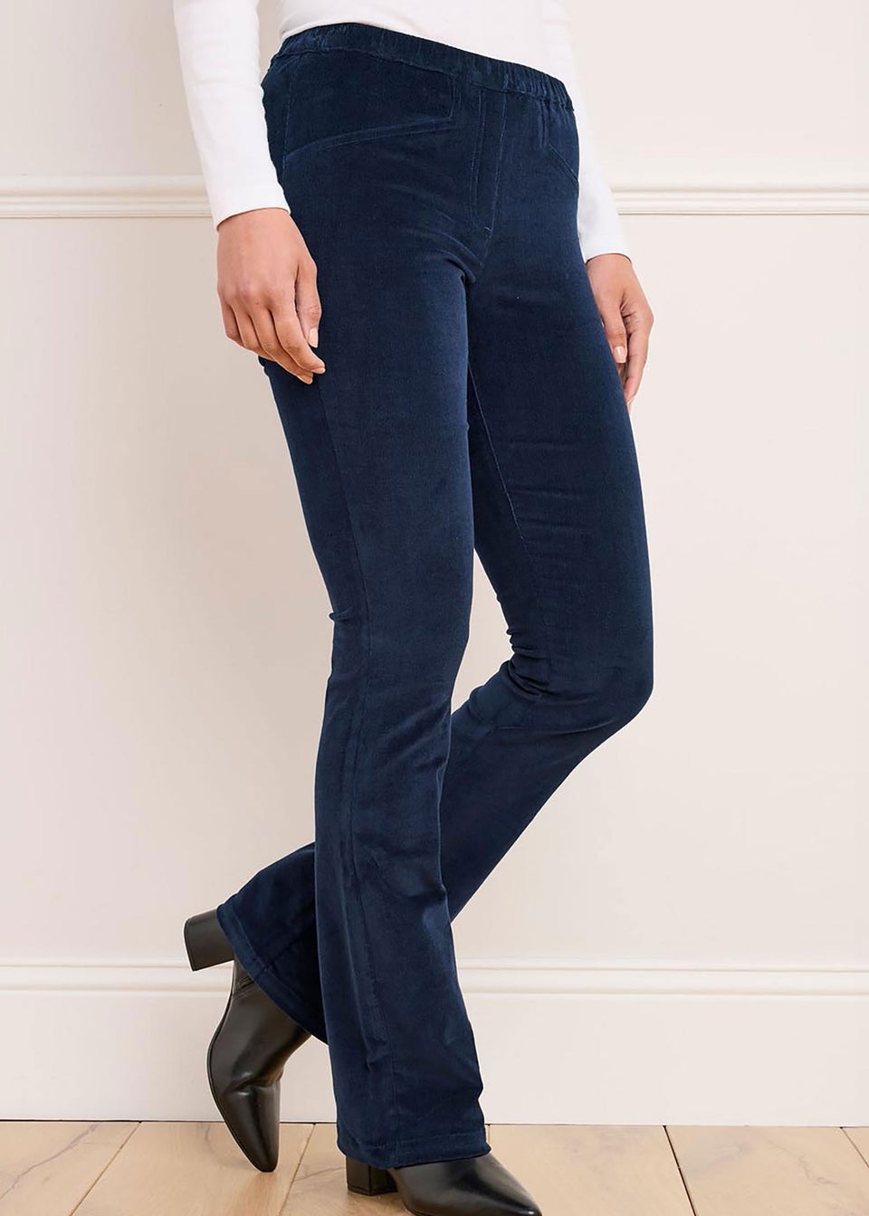 Cotton Traders Midnight Pull On Stretch Bootcut Cord Trousers