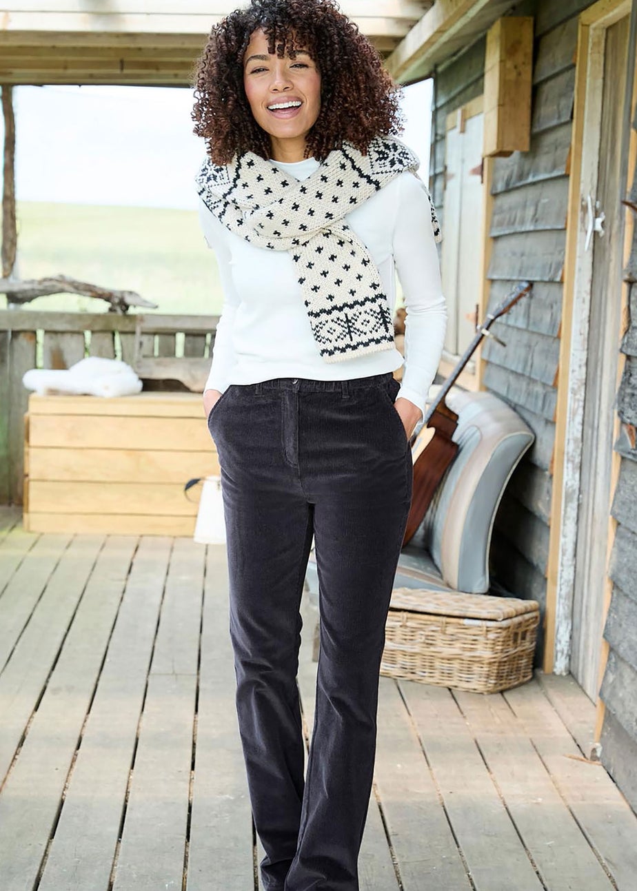 Cotton Traders Storm Grey Straight Leg Stretch Cord Trousers