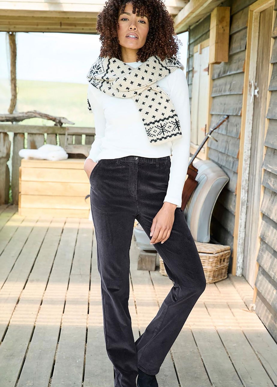 Cotton Traders Storm Grey Straight Leg Stretch Cord Trousers