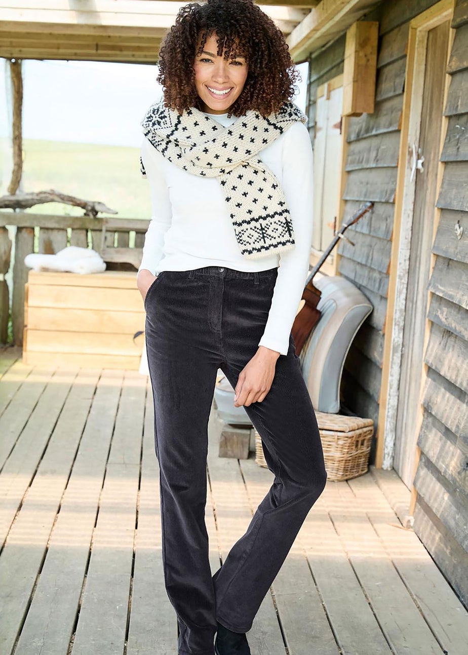 Cotton Traders Storm Grey Straight Leg Stretch Cord Trousers