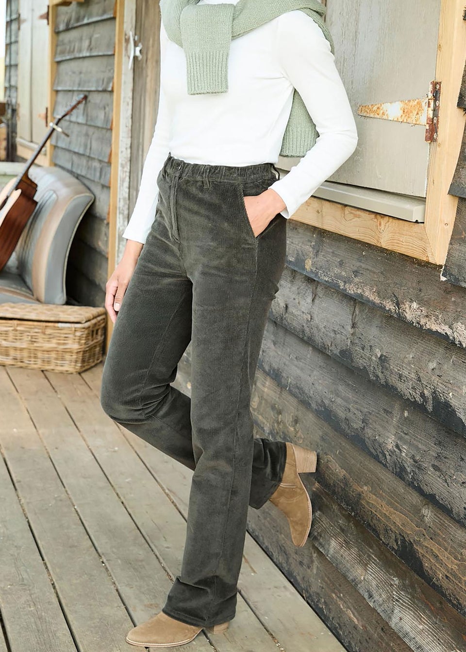 Cotton Traders Dark Forest Straight Leg Stretch Cord Trousers