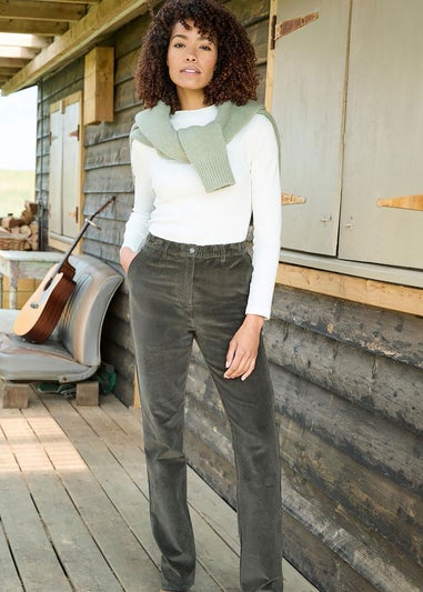 Cotton Traders Dark Forest Straight Leg Stretch Cord Trousers