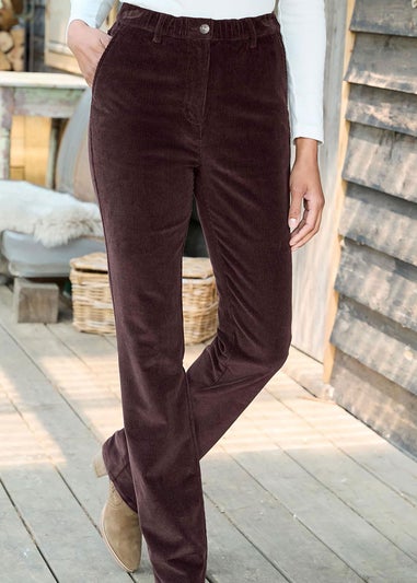 Cotton Traders Dark Chocolate Straight Leg Stretch Cord Trousers