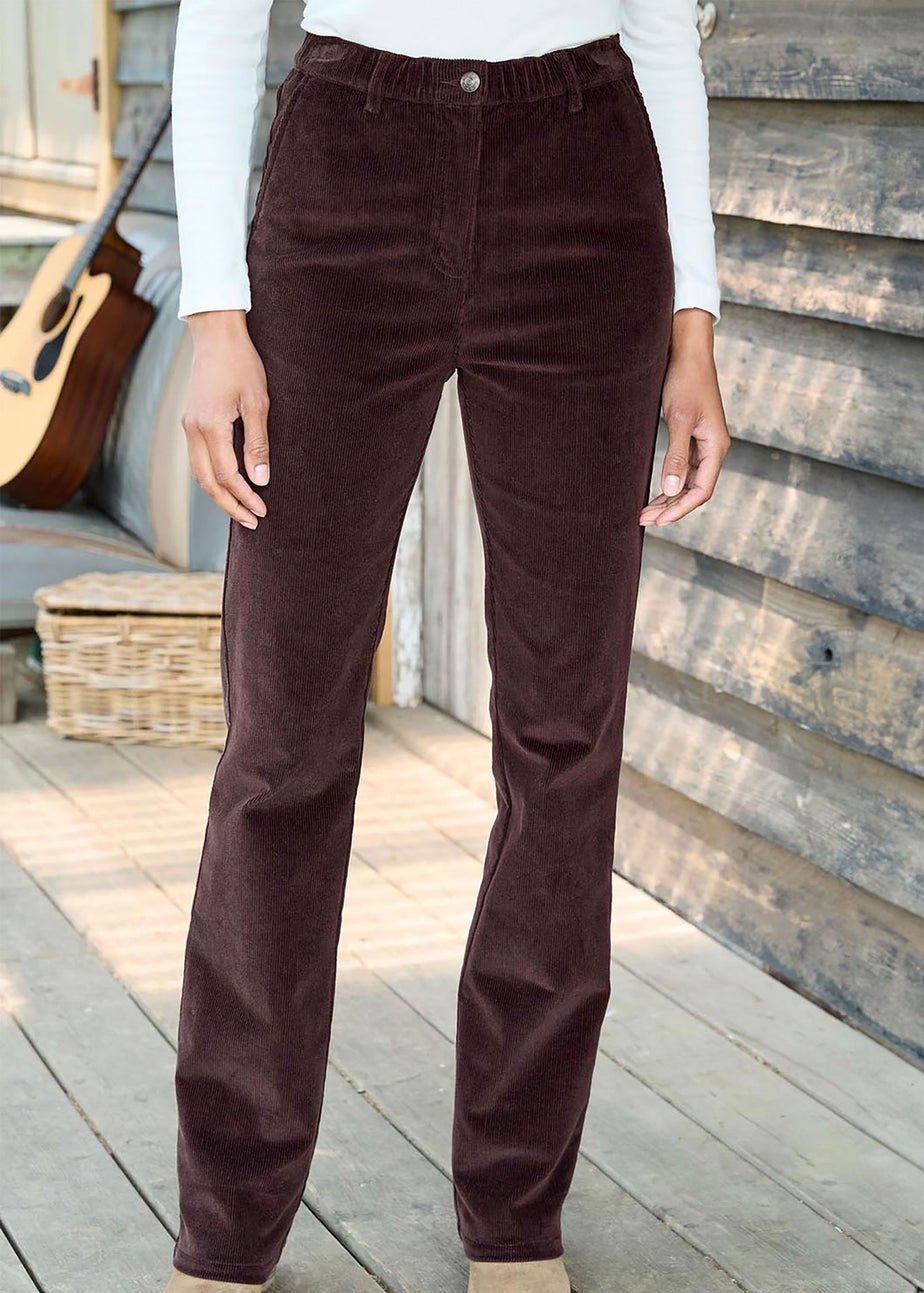 Cotton Traders Dark Chocolate Straight Leg Stretch Cord Trousers