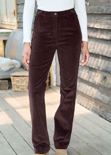 Cotton Traders Dark Chocolate Straight Leg Stretch Cord Trousers
