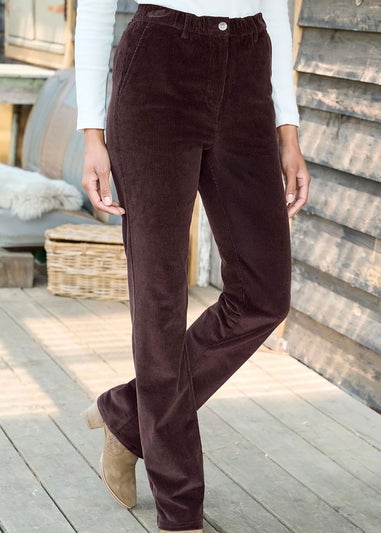 Cotton Traders Dark Chocolate Straight Leg Stretch Cord Trousers